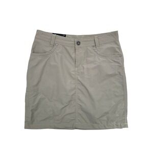 KUHL Women's Khaki Bandita Technical Hiking Skirt Zip Pockets Belt Loops 4